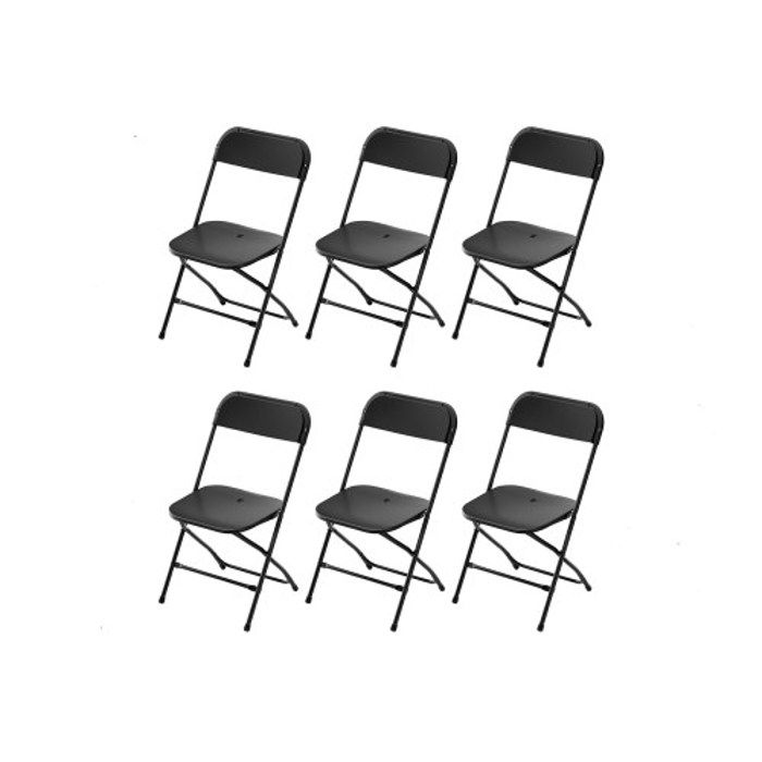 Chaises de réception pliantes – 6 chaises dappoint en plastique et métal noir Chaises de réception pliantes – 6 chaises dappoint en plastique et métal noir
