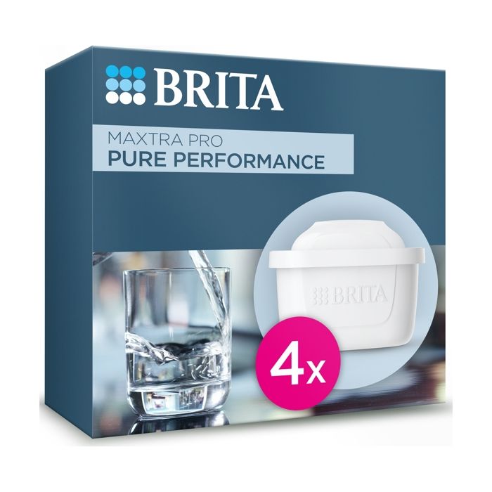 Filtre à eau - BRITA - MAXTRA Pro - 4 Unités - Plastique Blanc - Pour boissons chaudes et froides