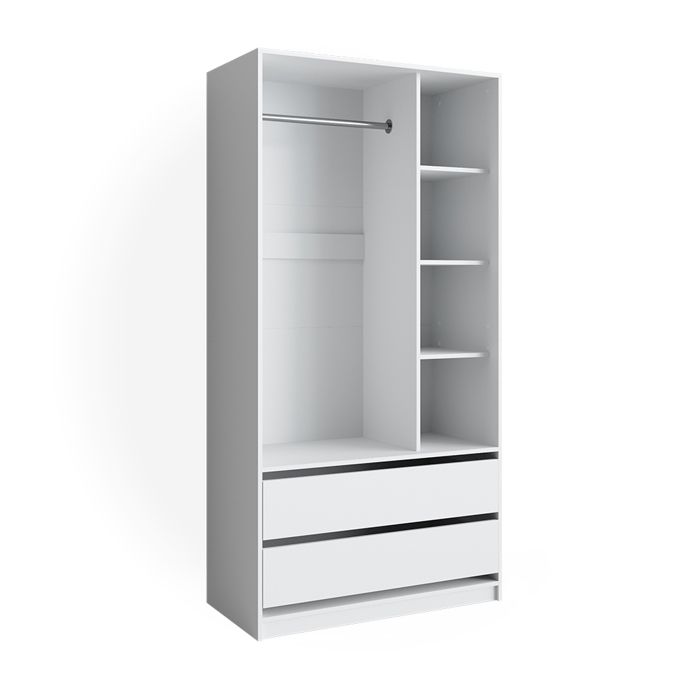 Armoire pour enfants Elmo 100x200cm avec 2 tiroirs Blanc Vicco 40789