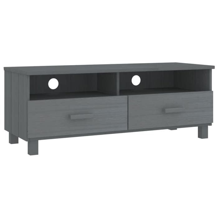 Meuble TV Table TV - HAMAR Gris foncé 106x40x40 cm - Bois massif de pin LL128339
