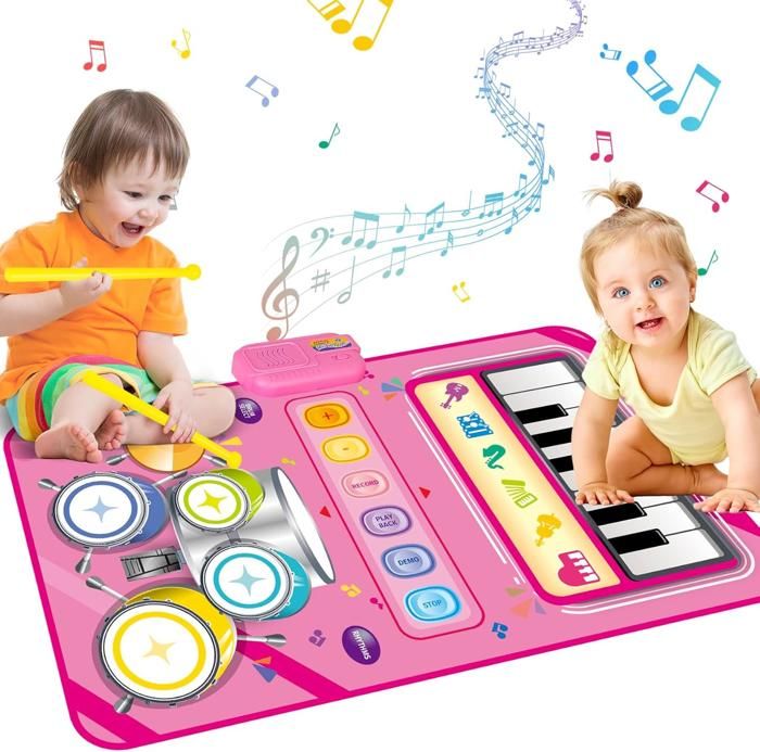 Tapis Musical Tapis De Piano Pour Bébé Jouet Musical 2 En 1 Pour Piano Et Batterie De Jazz Avec 2 Bâtons Jouets éducatifs