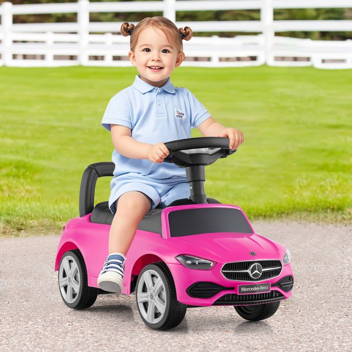 GOPLUS Voiture Porteur à Pousser Sous Licence Mercedes-Benz pour Tout-Petits 18-36 Mois-Auvent