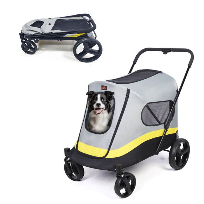 Comparer les prix de BingoPaw Poussette Pliable pour Chien et Chat - avec Roues Amovibles - Boîte Transport pour Animaux en Maille