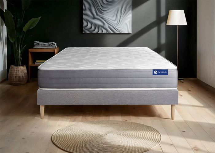 Ensemble Matelas Sommier 140x210 cm - ACTISOM - Actimemo Dream - Mémoire de forme - 5 zones de confort - Ferme