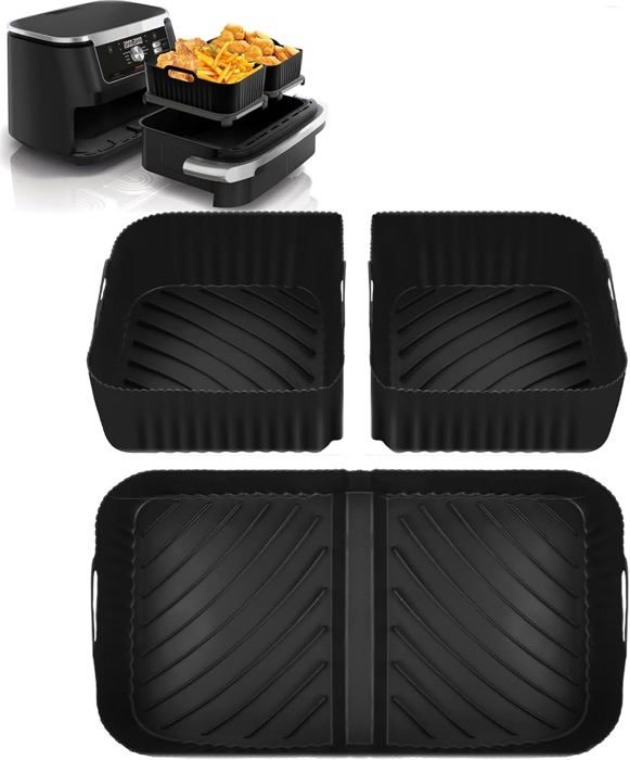 Lot 3 Moules Silicone Air Fryer Pour Ninja AF500EU 10.4L – Accessoires Anti-Adhésifs, Faciles à Nettoyer, Compatibles Ninja Foodi FlexDrawer