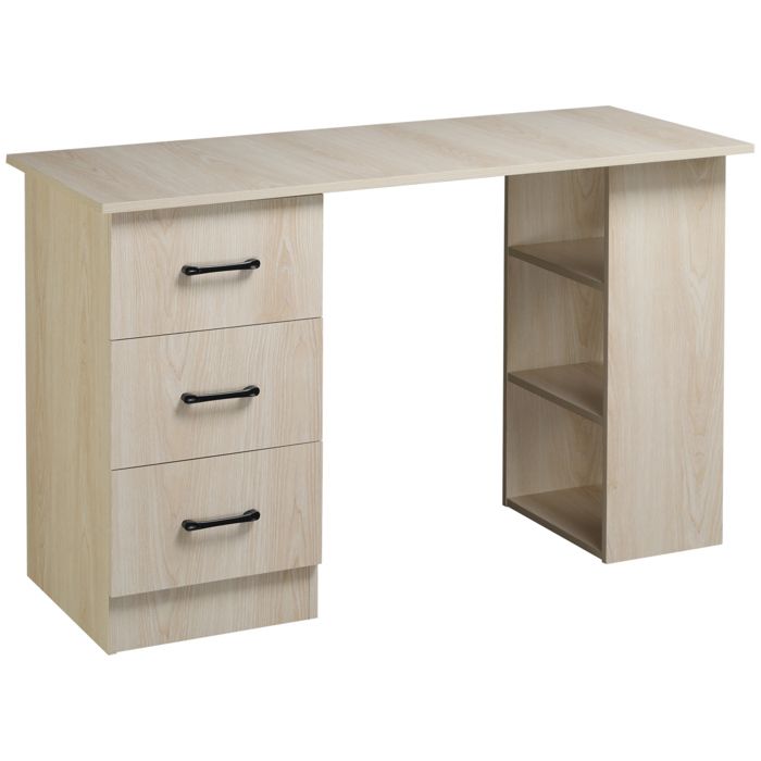 Bureau 120 x 50 cm - HOMCOM - étagères et tiroirs - pour petit espace bureau à domicile chambre à coucher - couleur bois Bureau 120 x 50 cm - HOMCOM - étagères et tiroirs - pour petit espace bureau à domicile chambre à coucher - couleur bois