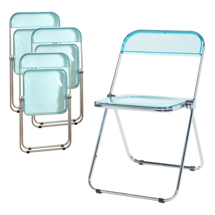 Lot de 4 chaises pliantes Pornainen bleu clair transparent Lot de 4 chaises pliantes Pornainen bleu clair transparent