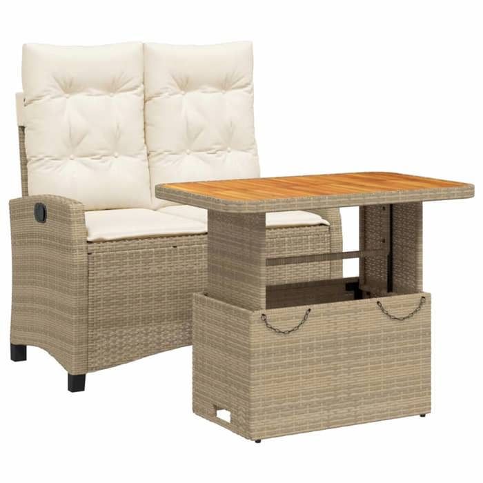 Soldes Dété* Ensemble à manger de jardin - Mobilier dextérieur - et coussins 2 pcs beige poly rotin - Anti corrosion FR7493935