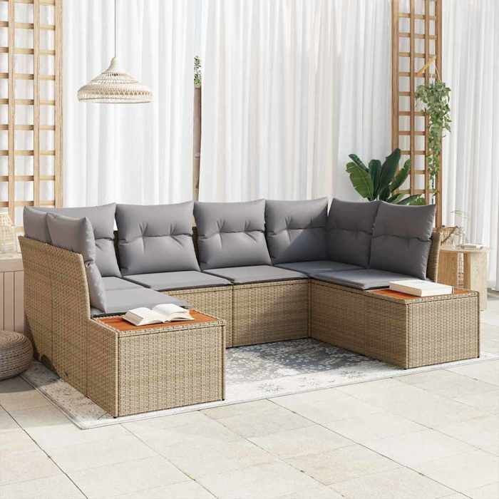 vidaXL Ensemble de canapé de jardin 6 pcs Beige et Gris clair 3356825
