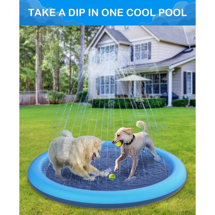 Comparer les prix de Piscine extra-large pour chiens – Piscine antidérapante durable de 150 cm avec bords renforcés jouet aquatique dextérieur pour a