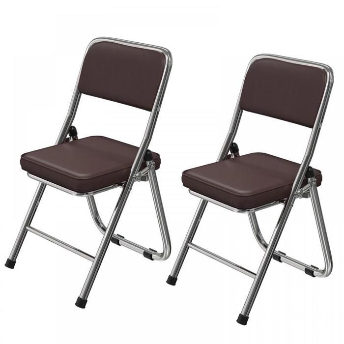 Lot de 2 Chaise Pliante-Chaises de Salle à Manger en PU-Sièges commerciaux empilables portables intérieurs et extérieurs-Style 2