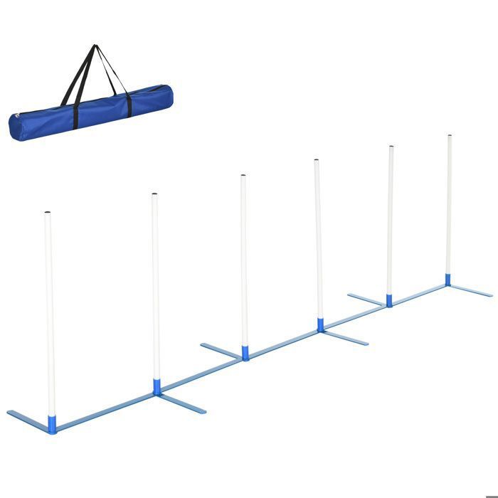 Lot De 10 Barres De Slalom Cawila Academy – 170 Cm, Bleu, PVC, Pointe Métal, Pour Entraînement