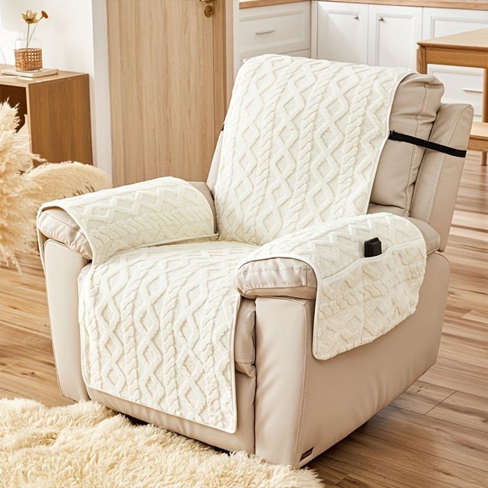 Housse de Fauteuil Relax Extensible - Protection Complète - 55x190CM - Blanc
