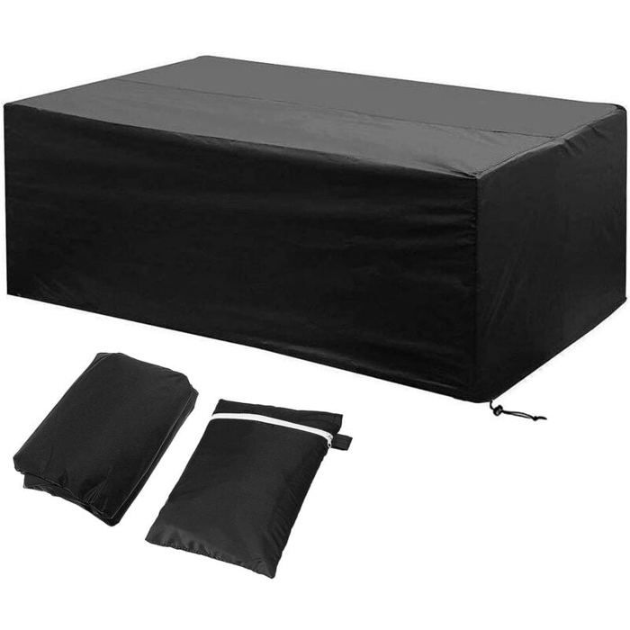 Housse de Protection Mobilier Exterieur 242x162x100cm Etanche Coupe-Vent Poussière Tissu Oxford Noir Housses de Meubles 210D Bâche