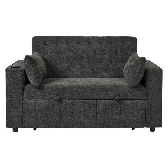 Canapé-lit multifonctionnel gris avec rangement USB et porte-gobelet - Canapé pliant compact pour salon chambre et chambre damis