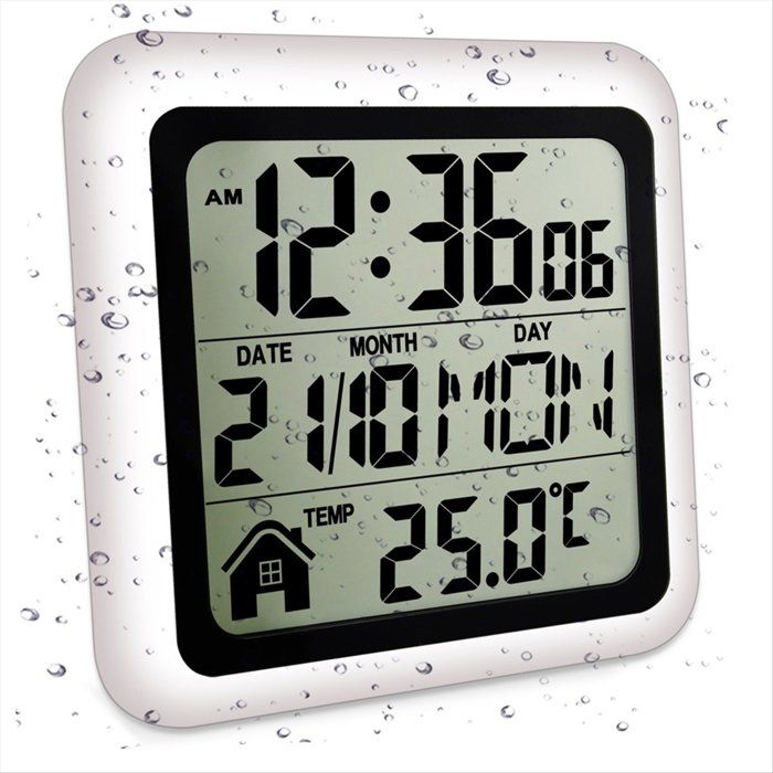 Grande Horloge Murale de Salle de Bain Étanche pour Comptoir de Bain Compteur DHumidité de la Température et de LHumidité