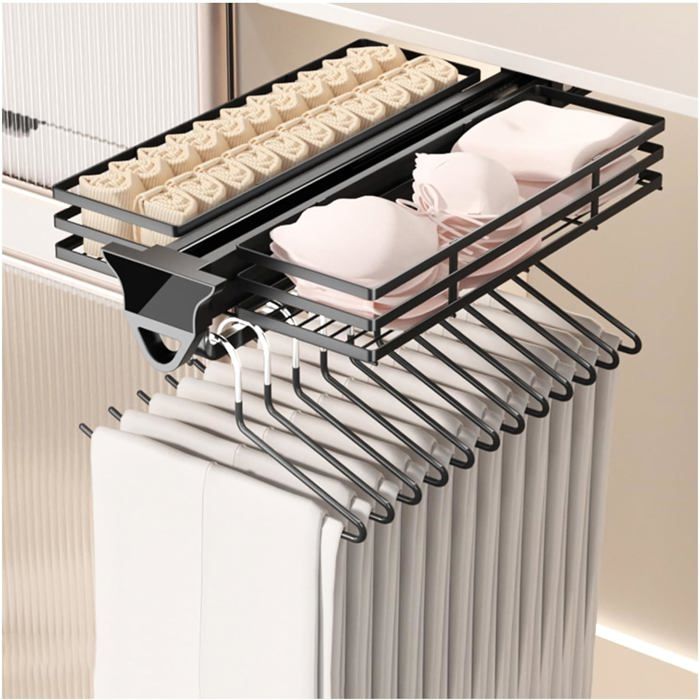 Porte Pantalon Coulissant Tringle Habits Extractible - Organisateur Multifonctionnel