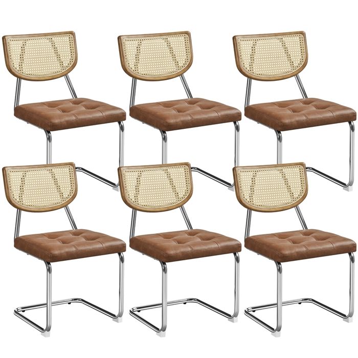 Lot de 6 Chaises de Salle à Manger Modernes Chaises de Cuisine avec Dossier en Rotin Tissé Pied en Métal Brun Rustique YAHEETECH Lot de 6 Chaises de Salle à Manger Modernes Chaises de Cuisine avec Dossier en Rotin Tissé Pied en Métal Brun Rustique YAHEETECH