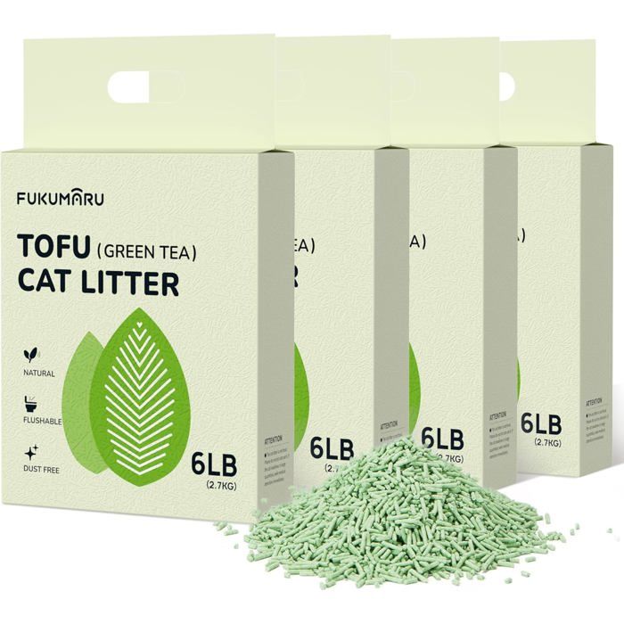 Litière pour chats - FUKUMARU - Tofu agglomérante - Parfum thé vert - 10 8 kg