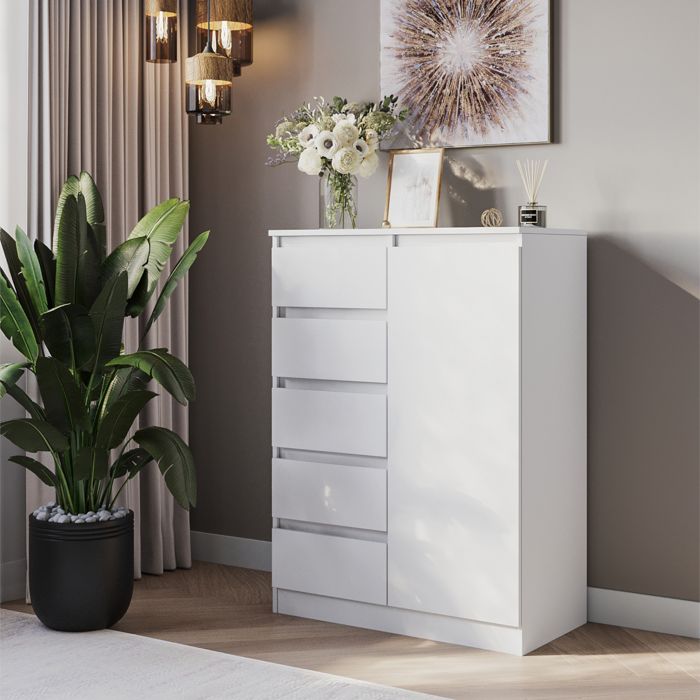 Buffet Komodee SOLA KOM4 Tiroirs Blanc Blanc 43 x 83 x 114 cm Buffet Komodee SOLA KOM4 Tiroirs Blanc Blanc 43 x 83 x 114 cm