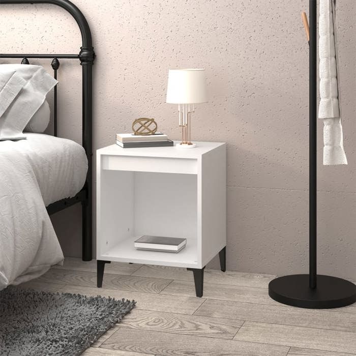 GKK Armoire de chevet style scandinave - Blanc 40x35x50 cm - @3168