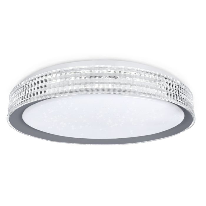 Aufun plafonnier LED 60W à intensité variable avec télécommande éclairage rond étoilé RGB à changement de couleur anneau gris