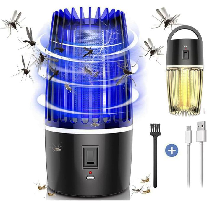 Lampe Anti Moustique 360 ° UV Électrique Anti Moustique 2 en 1 Tueur dInsectes Électrique Lampe Anti Moustique Rechargeable
