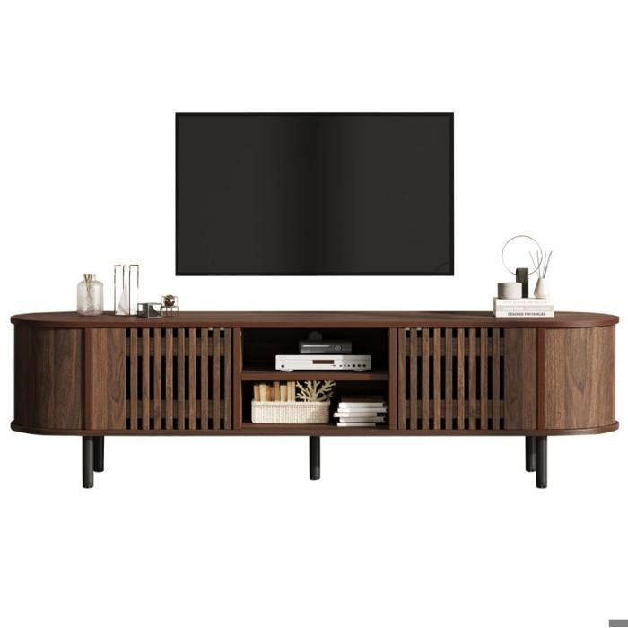 Meuble TV Vintage Palazzo INT – Bois Noir – 8 Tiroirs – 130 Cm – Neuf