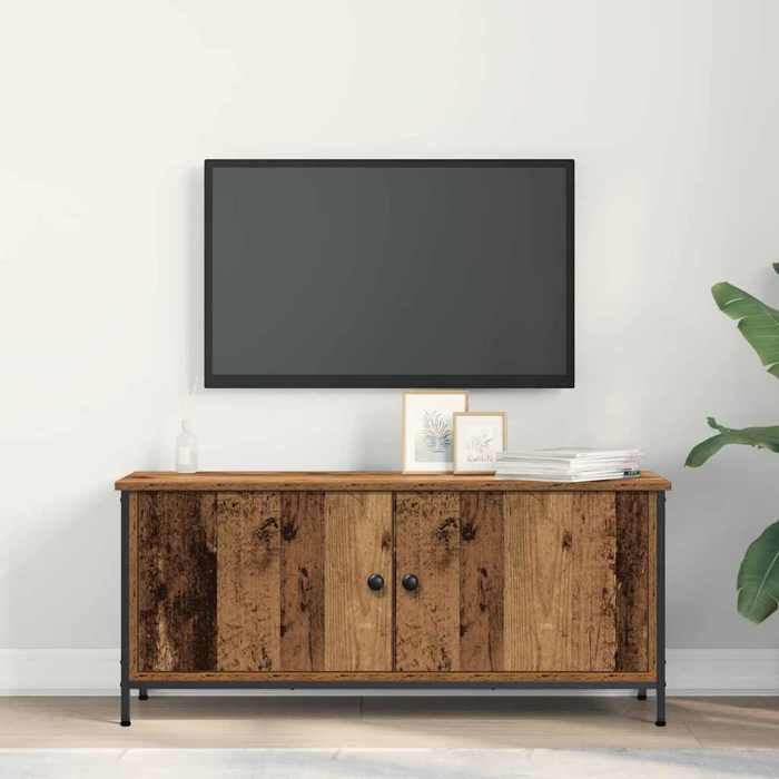 SALE Janvier MODERNE Cabinet TV - MGH - MEUBLE TV/HIFI - Avec rangement - Bois Ancien 100x35x45 cm - Bois dingénierie TT2061