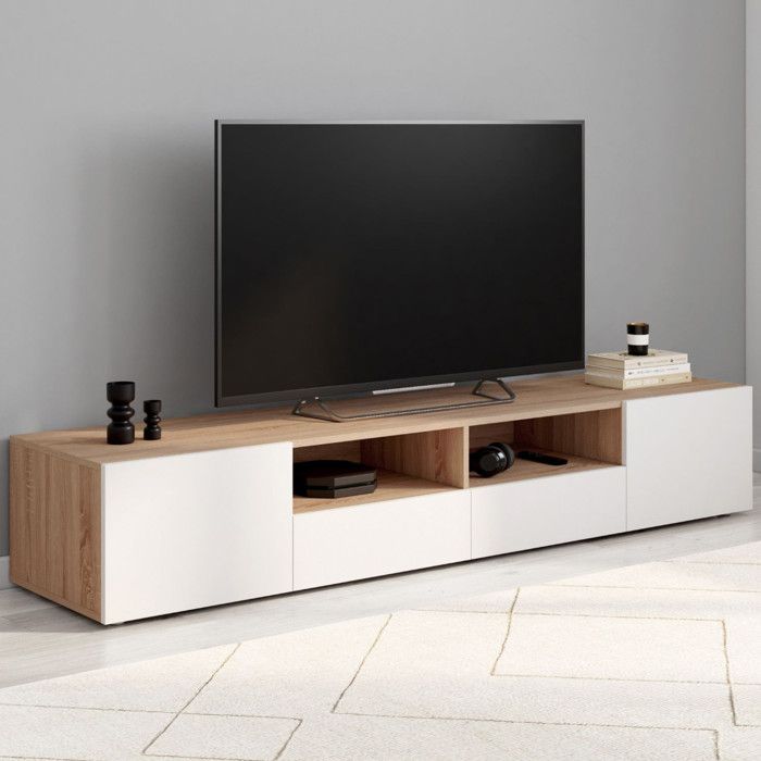 ID MARKET meuble tv ELI 4 portes 180 cm bois à poser