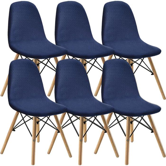 XJYDNCG 6Pcs Housse de Chaise Scandinave de Salle à Manger Élastique - Bleu Foncé