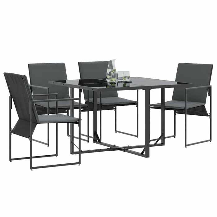 En PromotionChaise avec coussin lot de 4SHIELD chaises de balconarrière-cour Noir et anthracite Textilène59x505x815cm 7552