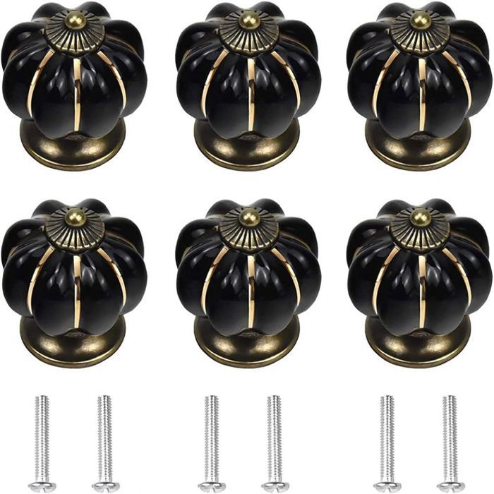 Ensemble de 6 poignées de meubles boutons de porte et de tiroir poignées de placard en céramique accessoires avec vis pour armoire