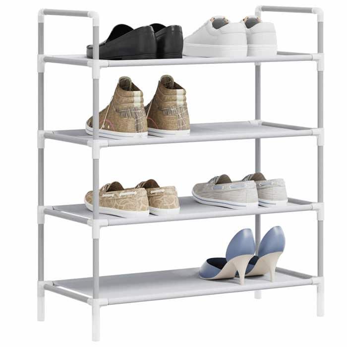 2026 dété®Cabinet Entrée Argent - Étagère à chaussures - style minimaliste - 4 étagères Métal et tissu intissé Argenté 668 132771