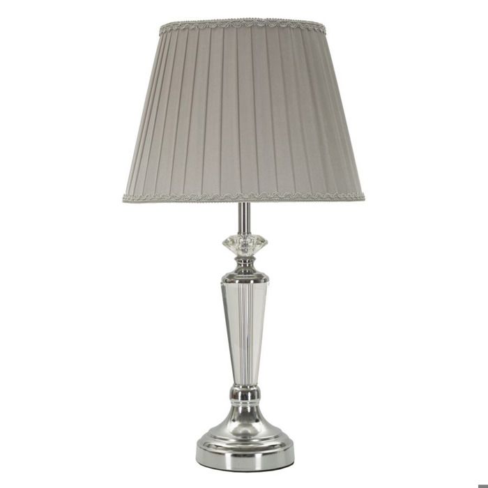 Lampe de table Silvery avec base en cristal et abat-jour en tissu - Réf. VK8681847409465
