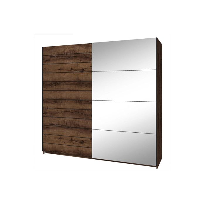 Armoire ORION 2 portes avec miroir 220 cm - Chêne foncé Armoire ORION 2 portes avec miroir 220 cm - Chêne foncé