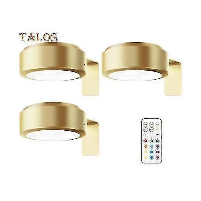 Lampe tableau LED télécommande 100 lm dimmable 3 modes sans fil sans perçage doré lot de 3