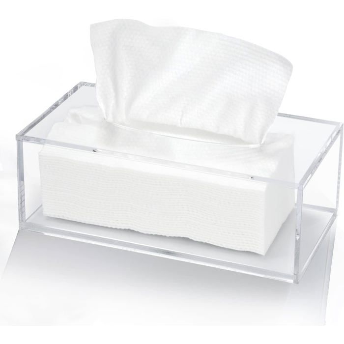 Boîte à mouchoirs rectangulaire en acrylique transparent - Pour bureau chambre et voiture