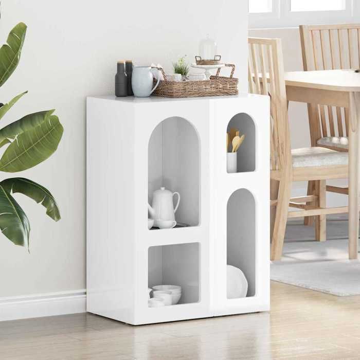 {Blanc}Buffet bahut - Moderne-design - bois dingénierie - blanc brillant - 59x35x80 5 cm 80utc96k