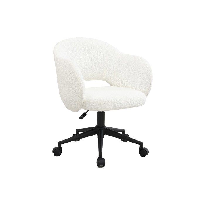 Chaise de bureau - Tissu bouclette - Blanc - ACACILIO Chaise de bureau - Tissu bouclette - Blanc - ACACILIO