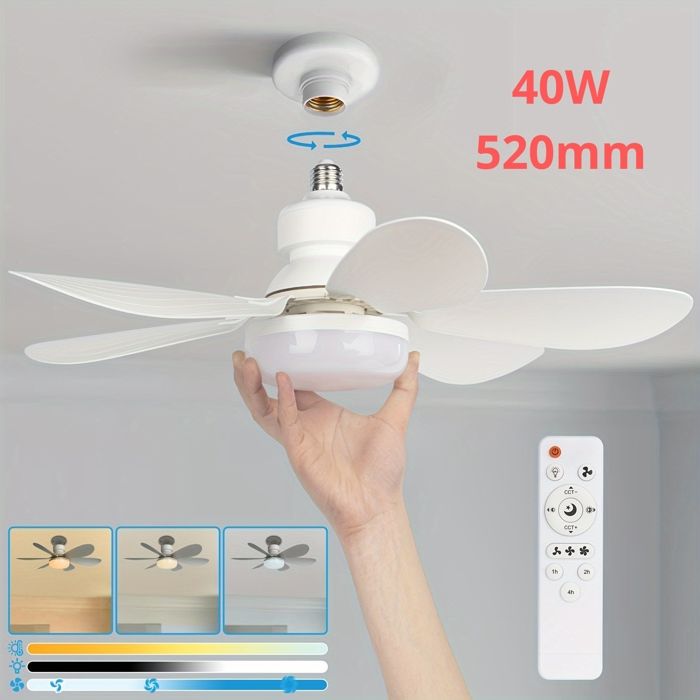 Lampe de ventilateur à pr avec télécommande petit ventilateur de plafond de 20 5 pouces avec LED ventilateur à vis sans fi[MM249]