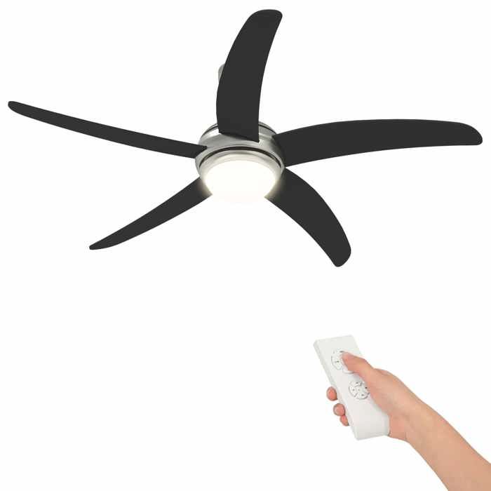 Ventilateur de plafond avec lumière et télécommande - vidaXL - acier chromé et bois technique - noir - Ø 130 cm 2733964