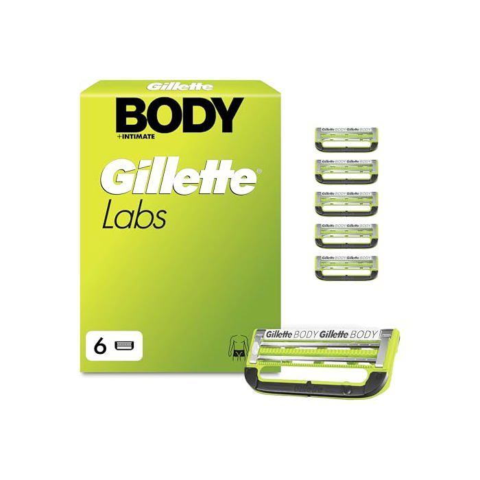Labs Body + Intimate Lames de Rasoir Homme Pack de 6 - acier inoxydable - Adulte - Rasage