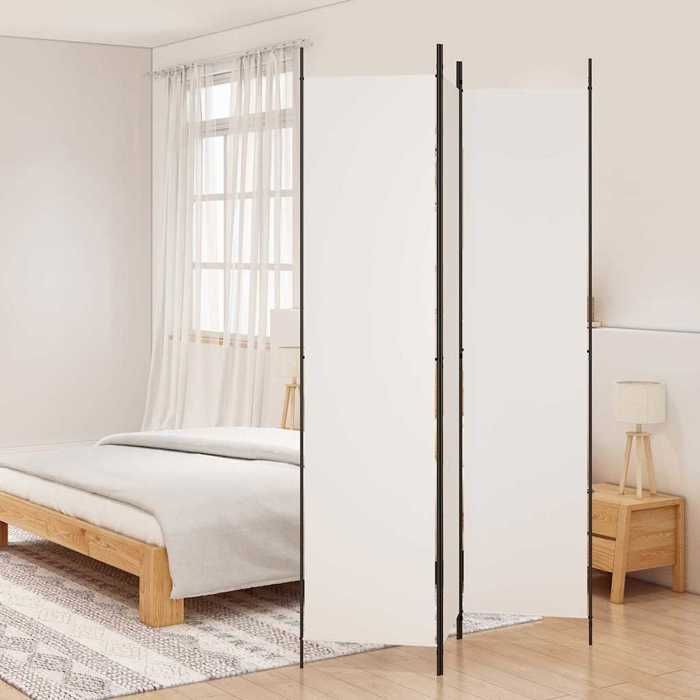 Blanc Cloison de séparation 3 panneaux Blanc 150x220 cm Tissu - Meuble Paravent @135541