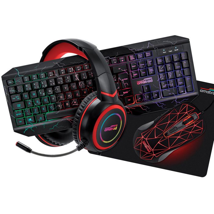 Pack Pro Gamer – AMSTRAD – HUNTERS – Clavier AZERTY – Souris Filaire – Casque RVB
