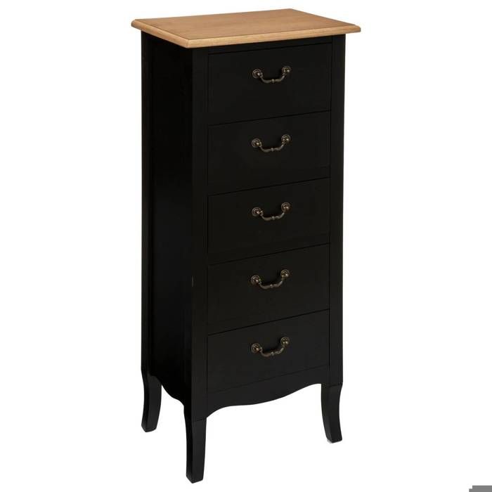 Chiffonnier Chrysa noir 5 tiroirs - Atmosphera Créateur dintérieur