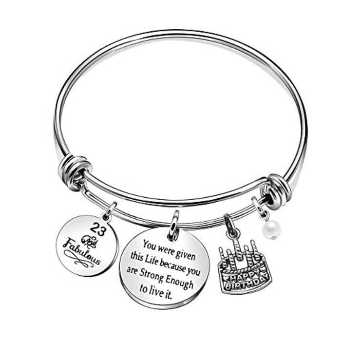 Bracelet Eu35j Bracelet De Cadeaux D Anniversaire Pour Femme De 10 28 Ans Pour Fille Bracelet A 4 Pendentifs En Argent Pour Un Coup Achat Vente Montre Noir Cdiscount
