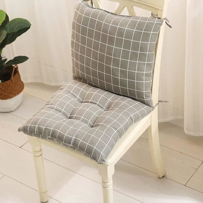 2 Coussins De Chaise Avec Dossier Haut Et Repose-tête - Ultra Moelleux - Avec Attaches - Marque Detex