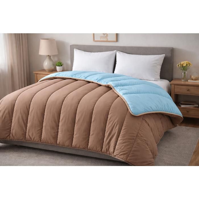 Couette - MORTREUX - 240x260 - Tempérée - Microfibre - 350g fibre creuse siliconée