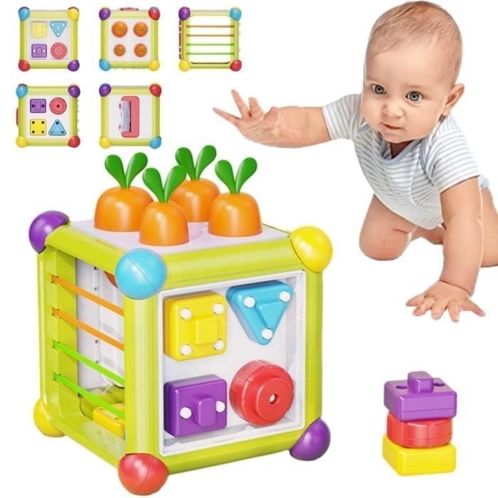 Jouets sensoriels pour bébés de 6 à 18 mois, jouets de tri de cube Bébé  avec 6 blocs